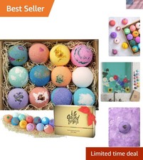 Therapeutic Bath Bombs Gift Set: 12 Natural Fizzies with Shea Coconut Butters