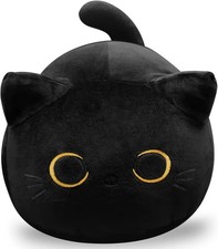Soft Black Cat Plush Toy Pillow - Stuffed Animal for Kids, Boys  Girls Gifts