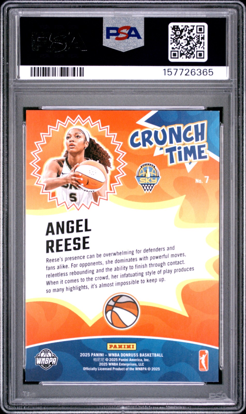 2025 PANINI DONRUSS WNBA CRUNCH TIME HOLO LASER #7 ANGEL REESE 72/99 PSA 7 view 2