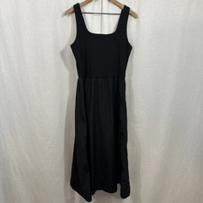 Everlane The Supima Jersey Riviera Black Midi Dress Womens Sz L Minimalist