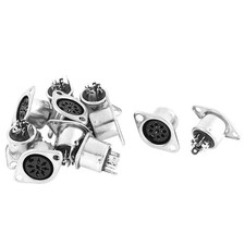 10Pcs 8-Pin Female Jack DIN Connector Adapter Sockets Silver Tone