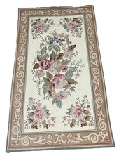 Vintage Floral Design Woven Tapestry 24x 56 Rug or Wall D cor earth tones