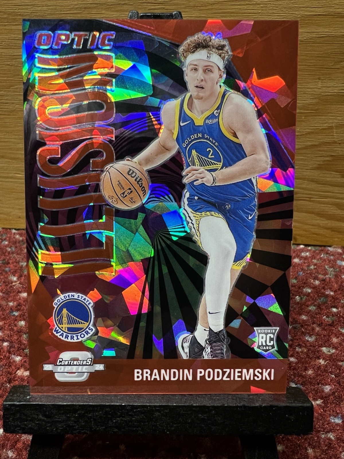 2023-24 Contenders Optic Illusion Red Ice Prizm /175 Brandin Podziemski #25 RC
