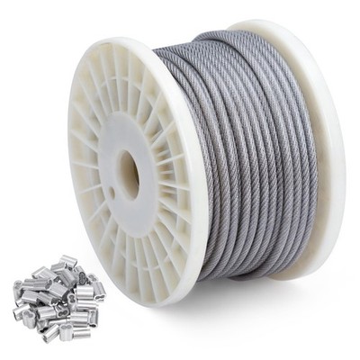200 Ft 3/16'' Wire Rope Stainless Steel Vinyl Coated Aircraft Cable, 7x7 Stran...