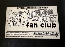 1970 Bullwinkle & Rocky Fan Club Card
