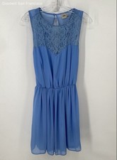 Asos Women's Blue Sleeveless Lace Yoke Top Knee Length Sheath Dress Size 6