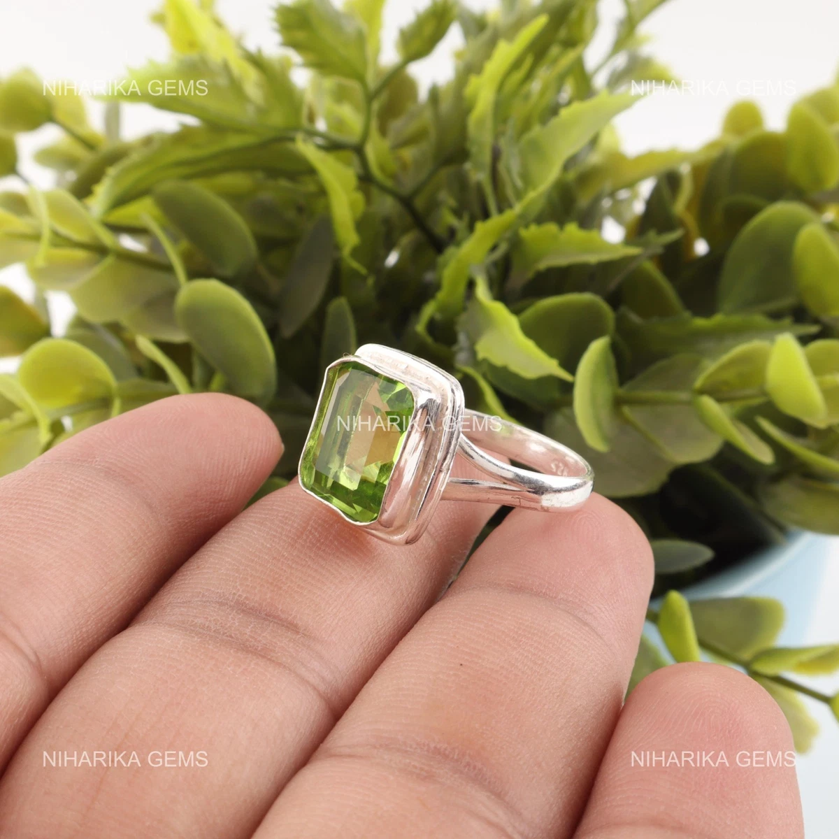 Anello Con Peridoto Verde Naturale Da 55 Carati In Argento Sterling 925 – Gioiello Personalizzabile, Ipoallergenico, Taglie Dalla 4 Alla 13