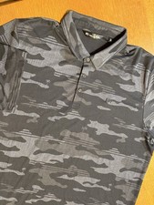 TravisMathew Polo Shirt Mens 2XL Black Camouflage Performance Golf Wick Stretch