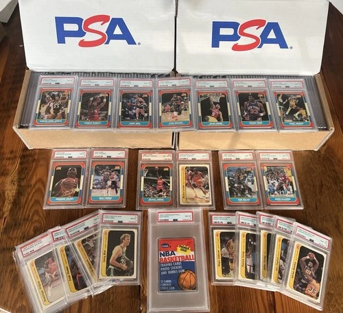 1986 Fleer Basketball MASTER Set Wax Pack Stickers MICHAEL JORDAN PSA 8 🚨