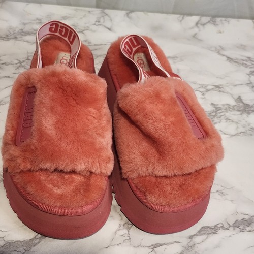 UGG Womens Disco Slide Sandal Pink Soft Fluffy Disco Slide Pink Slip On Size 7 - Picture 4 of 7