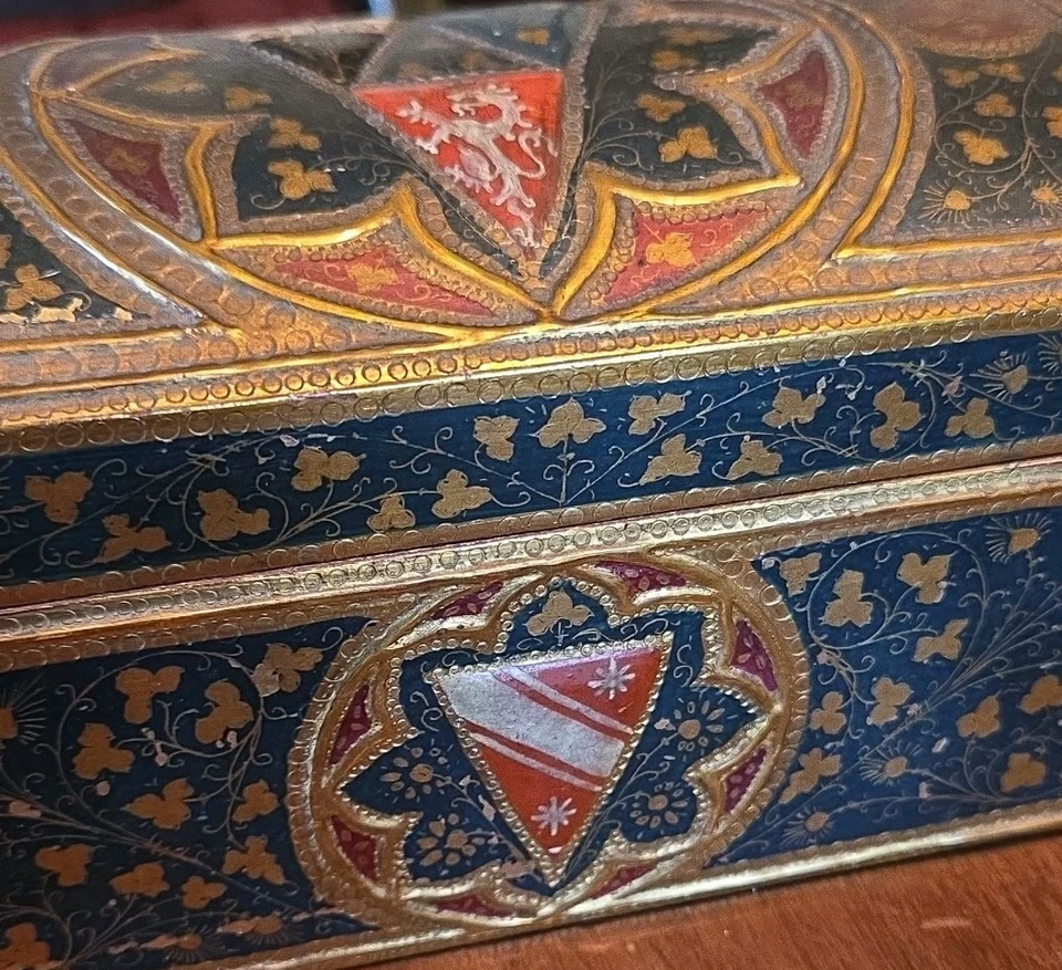 Antique Italian Small Dome Top Valuables Chest Box Renaissance Style - Image 2 of 4