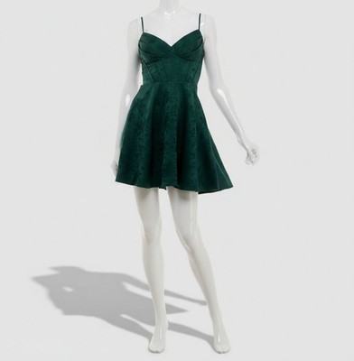 City Studio Women's Juniors Green Sweetheart-Neck Fit & Flare Dress Size 3/4