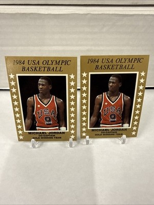 (2) 1984 USA Olympic Basketball Michael Jordan Co-captain Gold Winning Team