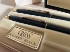 Vintage CROSS CLASSIC BLACK 2501 Ballpoint Pen Pencil Set - NEW IN BOX