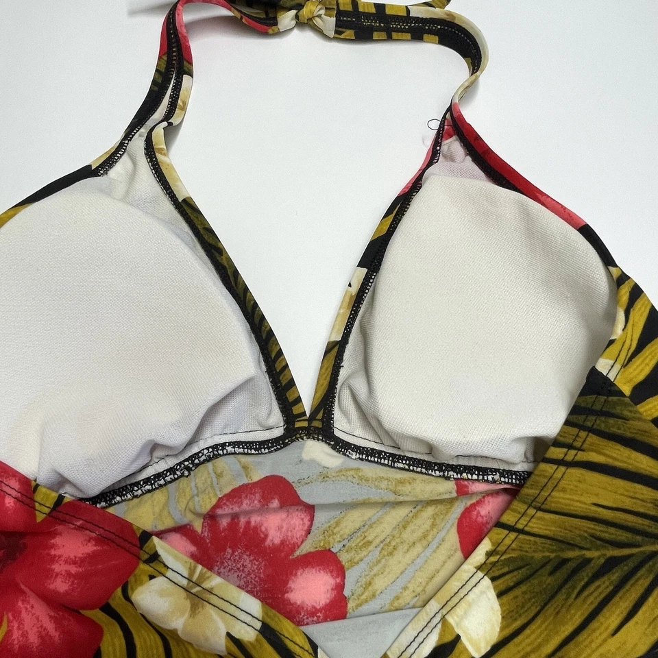 Nuevo top de natación TROPICAL ESCAPE Tankini estampado de hibisco hawaiano en negro para mujer 12 Foto 4 de 4
