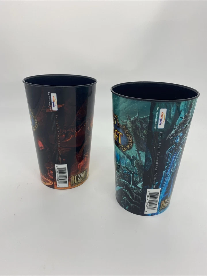 World of Warcraft Cups AM PM Set of 2 Plastic 32 Oz Collector's Blizzard - Image 2 of 4