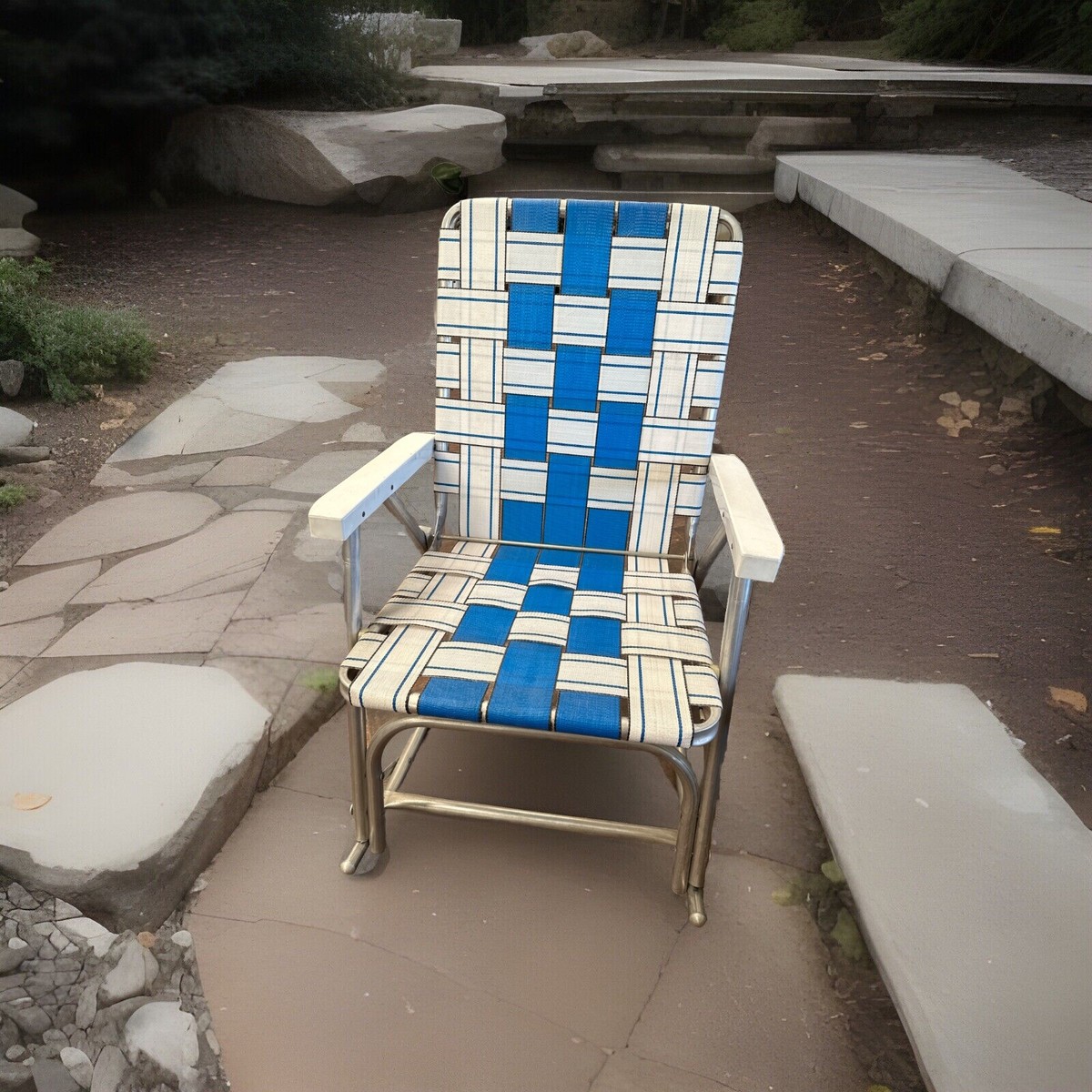 Vintage SUNBEAM Rocking Aluminum Webbed Folding Lawn Chair