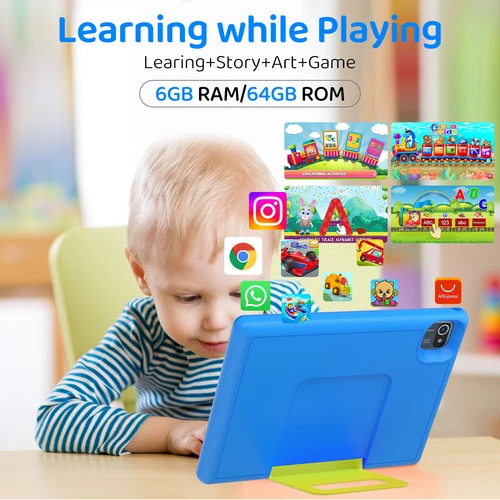AEEZO Kids Tablet 10 inch Android 13 Tablets 6+64GB with Shockproof Blue & Pink - Picture 12 of 24