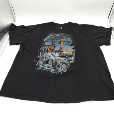 Zombies Outside House Horror T-Shirt Threads Black XL
