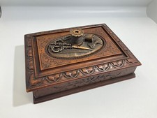 vintage reproduction victorian sewing box faux mahogony + divider tray heavy