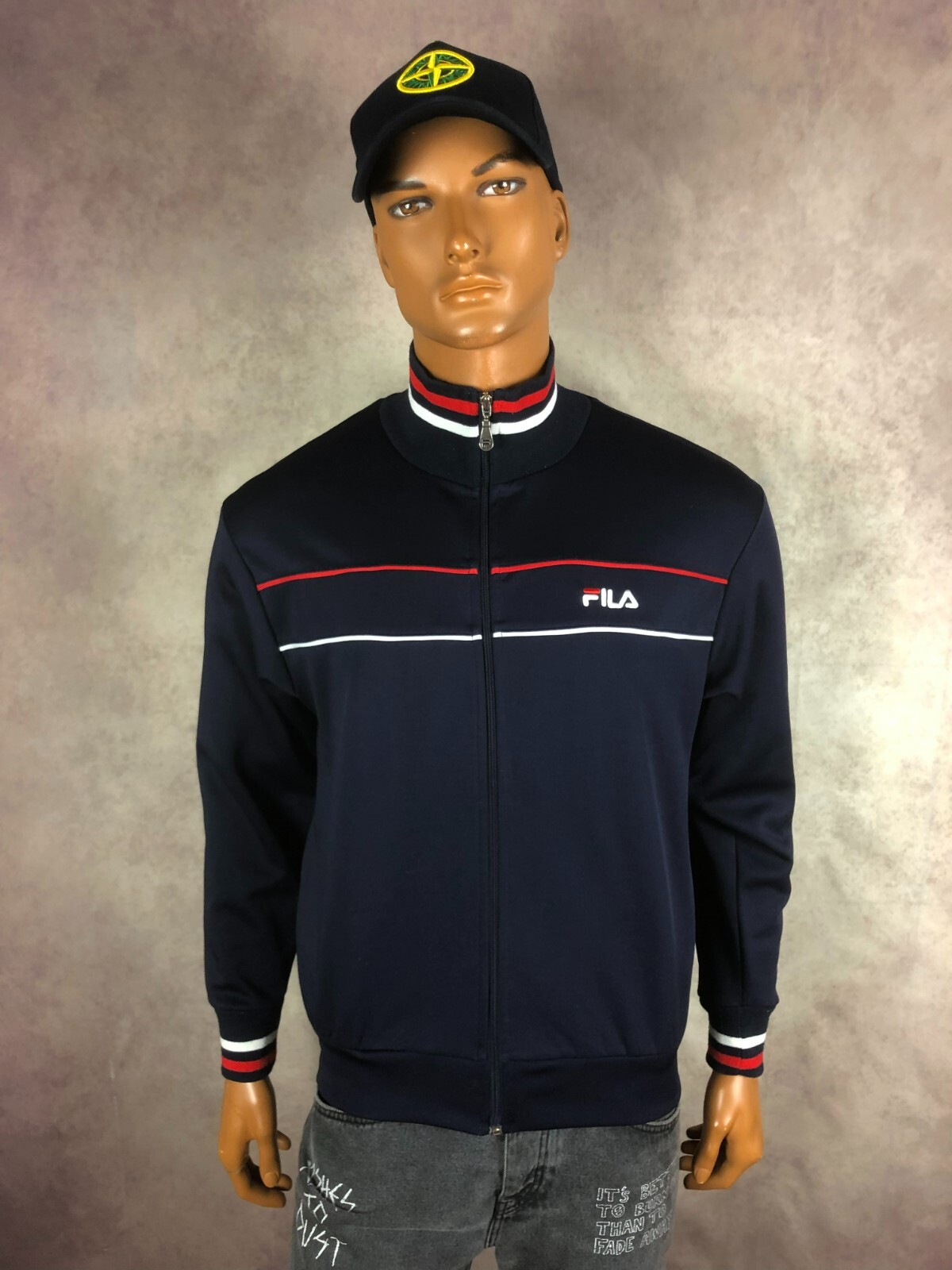 Giacca a vento vintage FILA Track full zip blu navy anni 90 OLDool SCHOO retròa t