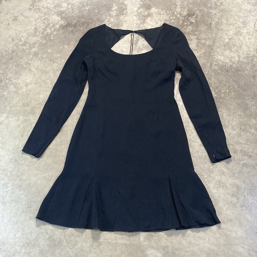 Rachel Zoe Dress Womens 10 Black Mini Cut out Tie Back Long Sleeve Basic