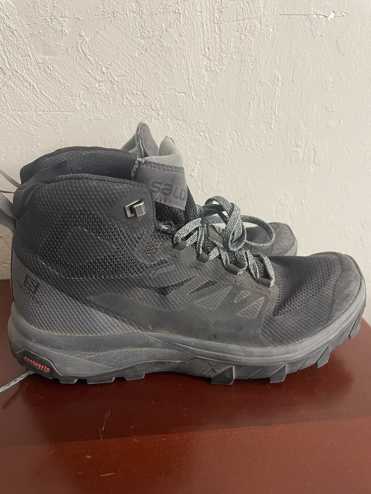 Eccellente Salomon Outline Mid Gore Tex GTX Nero e Grigio Donna 8