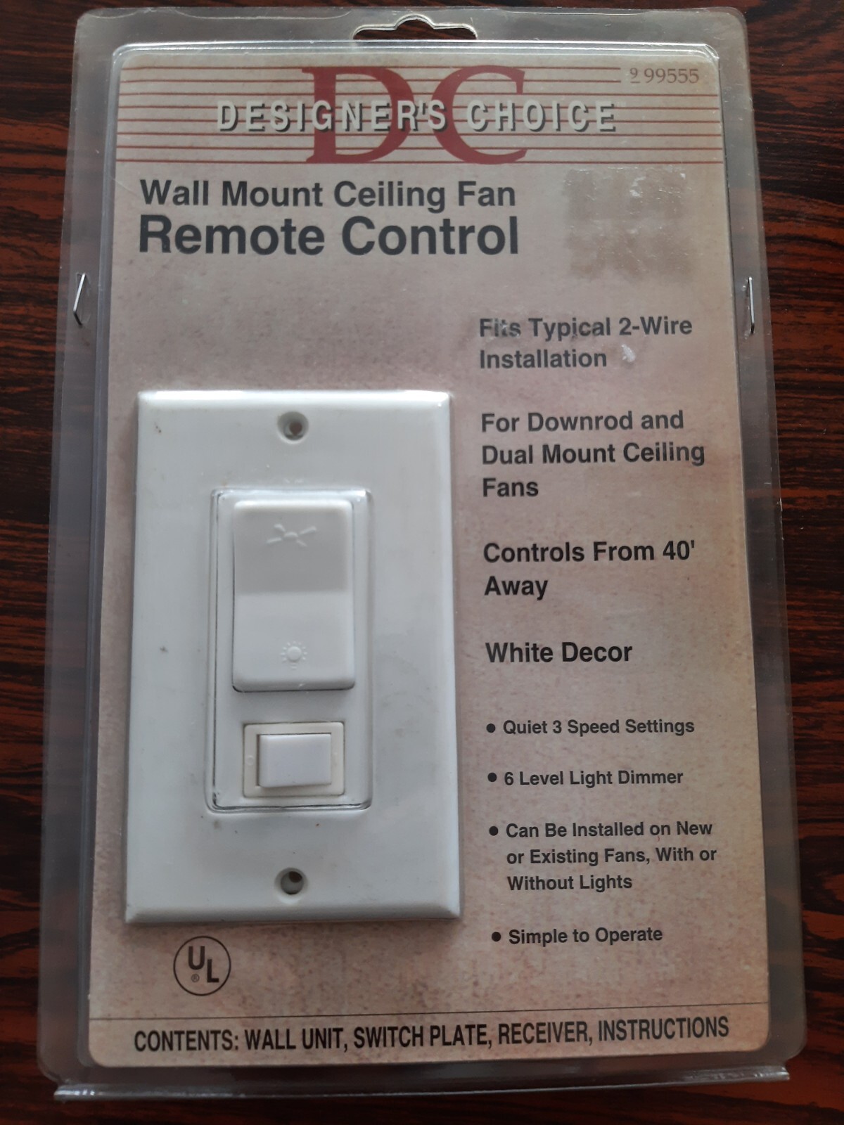 Designer's Choice Wall Mount Ceiling Fan Remote Control, White eBay