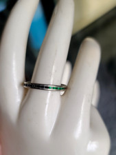 Vintage Sterling Silver Rainbow Eternity Channel Wedding Band Ringe Size 7 3/4