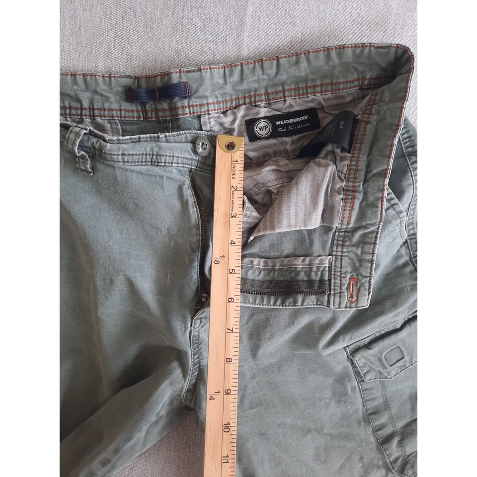 Pantalón corto de spandex de carga utilitario de 36 W resistente a la intemperie verde militar mezcla de algodón para hombre Foto 3 de 4