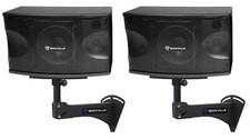 Pair Rockville KPS80 8" 3-Way 800w Karaoke/Pro Speakers Adjustable Wall Brackets