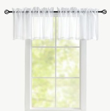 White Sheer Valance Curtains For Windows 18 Inch Length Semi Sheer Linen Look Ro