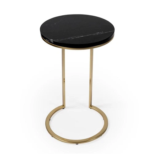 Butler Specialty Transitional Shounderia Marble Accent Table In Black And Gold - Picture 8 of 9