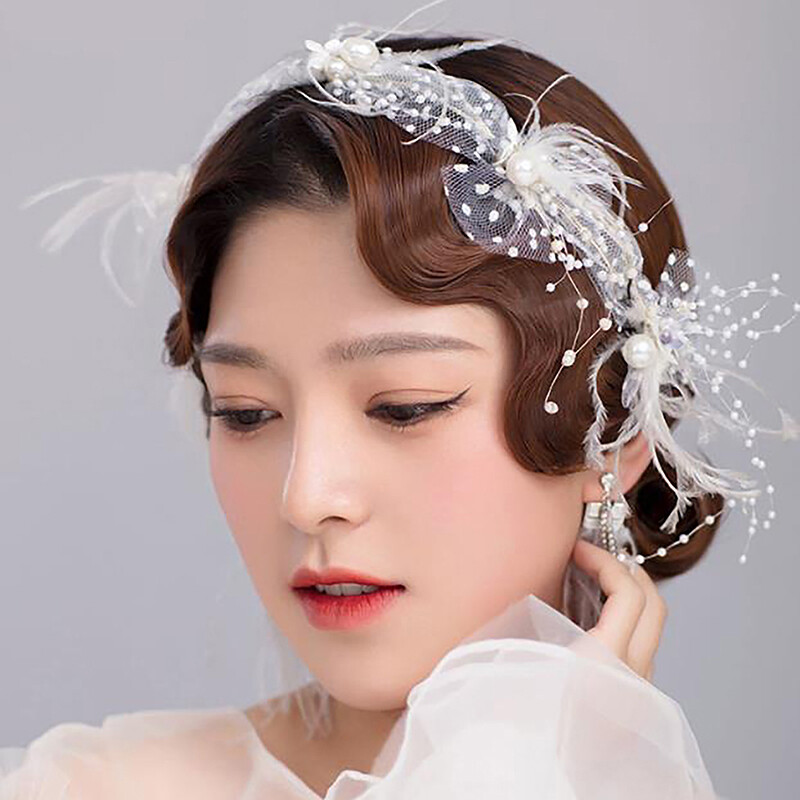 Vintage Hair Piece Retro Bride Wave Qipao Party Hair Accessory Curl