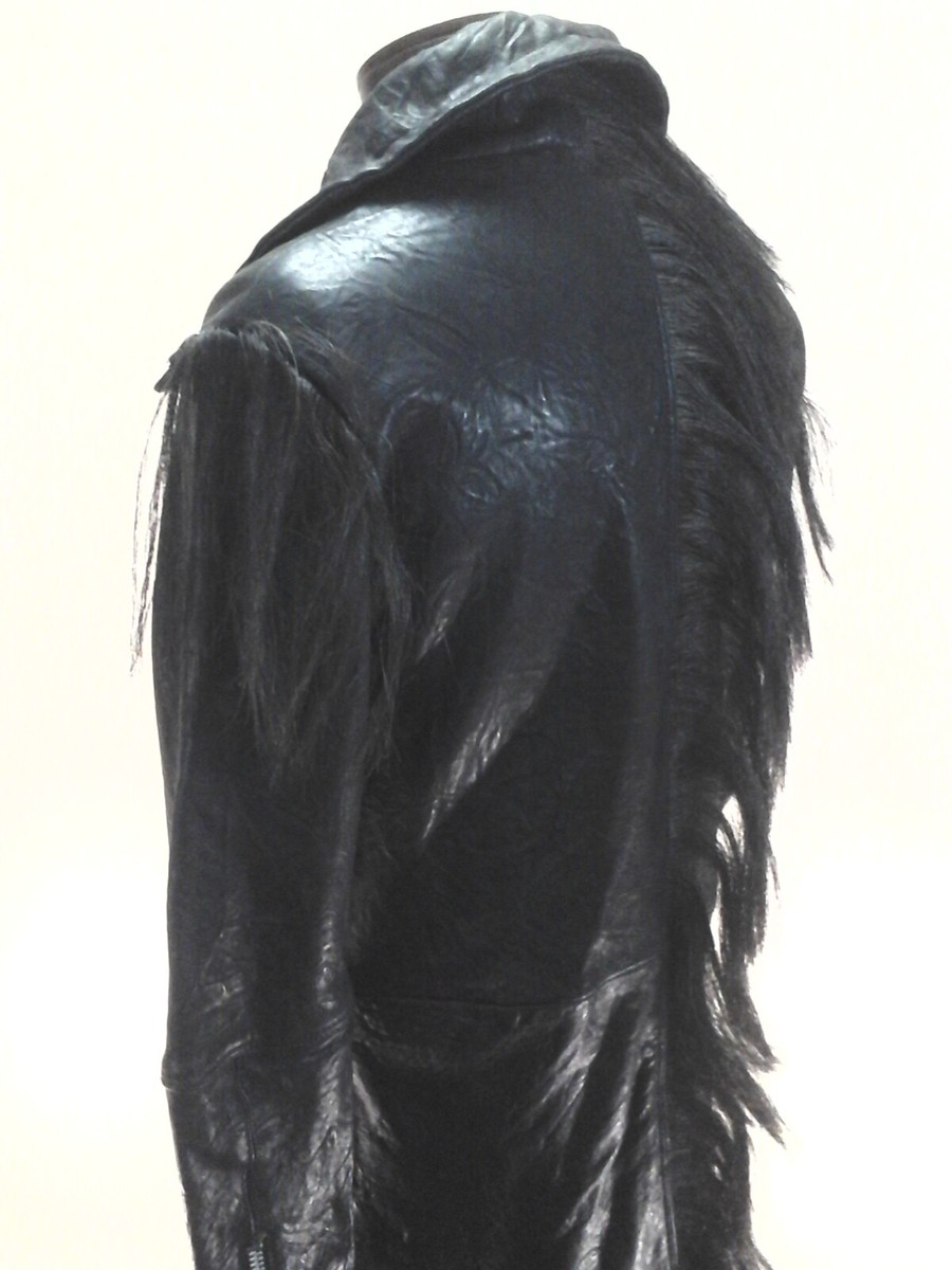Black Sabbath x Lone Ones Ozzy Leather Horse Hair Coat Black Mens
