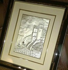 Arte/Antiquariato"QUADRO BASSORILIEVO ALTORILIEVO ARGENTO 925 ARTEX MARE BARCHE"