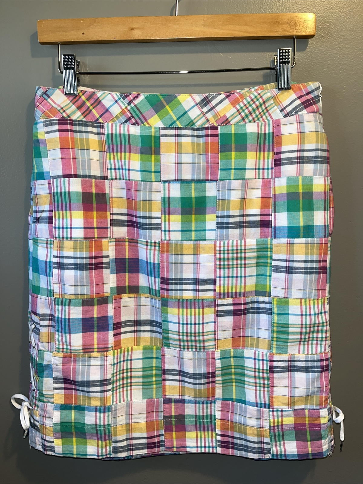 TALBOTS Madras Plaid Cotton Patchwork Lined Skirt… - image 2