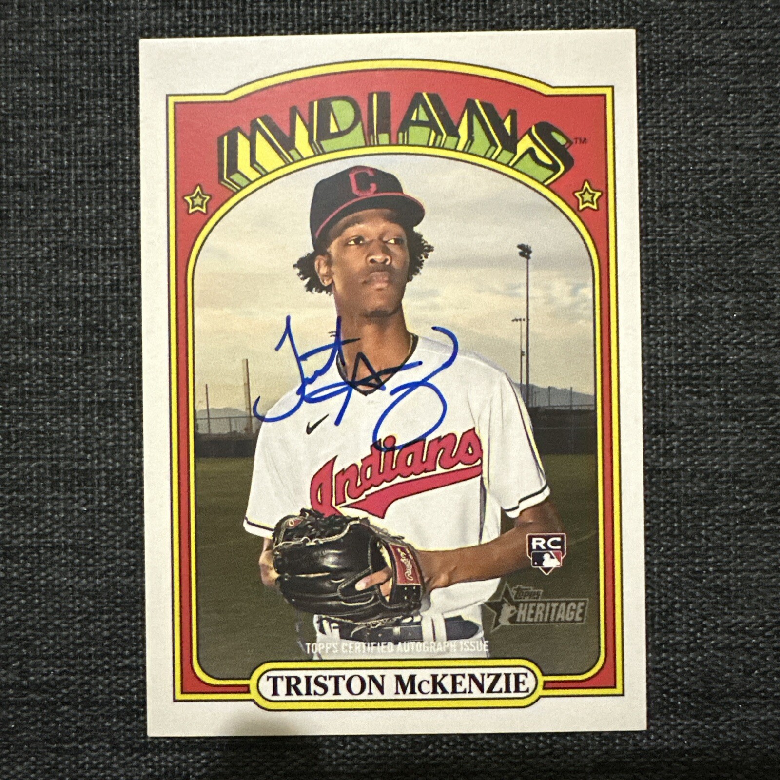 Triston McKenzie 2021 Topps Heritage Real One Autographs Rookie Auto ROA-TM