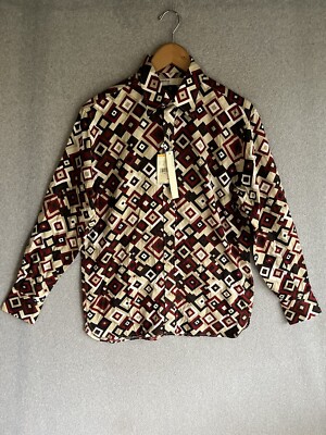 Perry Ellis Shirt Mens Small Geometric Long Sleeve Holiday Preppy Artsy NWT