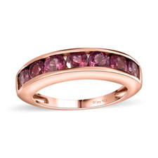 Tanzanian Wine Garnet Half Eternity Band Ring in 18K VRG Over Sterling Sz 6