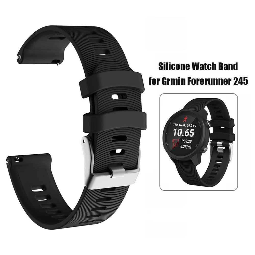 Double Color Silicone Watch Band For Garmin 245 Bracelet Wrist Strap For  Forerunner 245M / 645 / Vivoactive