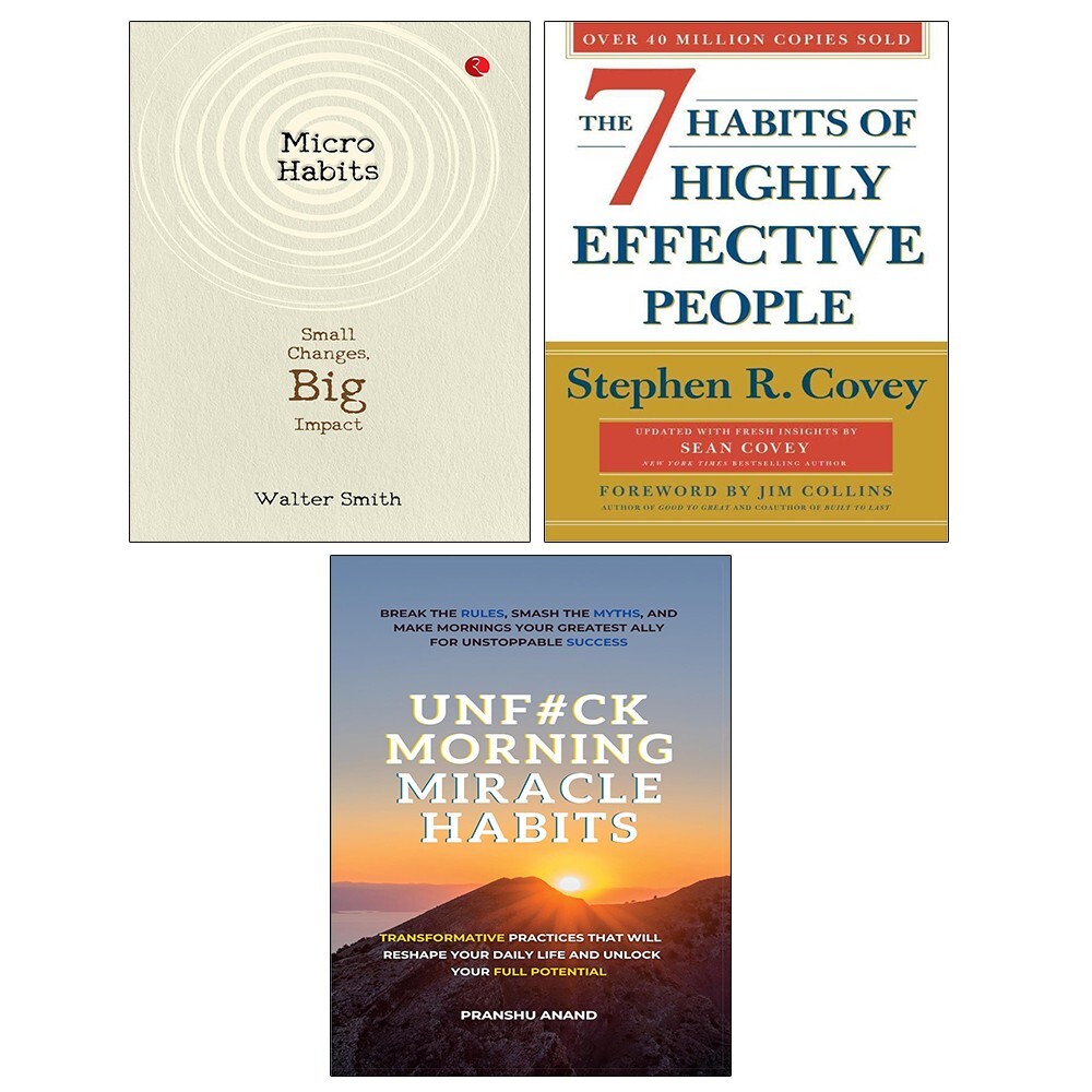Micro Habits, UnF#ck Morning Miracle Habits,7 Habits Of Highly Effective 3 Books