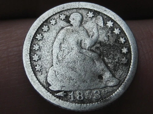1853 O Seated Liberty Half Dime- New Orleans, With Arrows, About Good Details