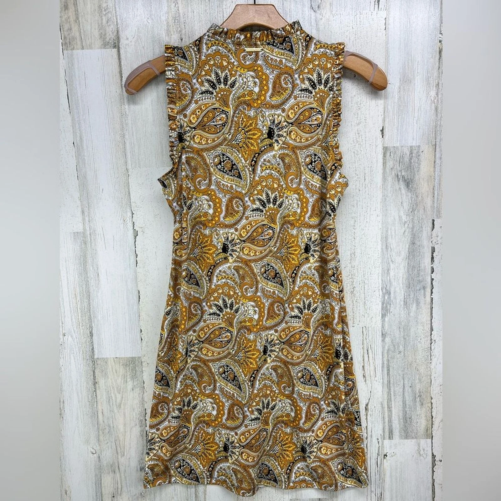 Abito Michael Kors V Surplus scollo calendula paisley senza maniche tubino medio