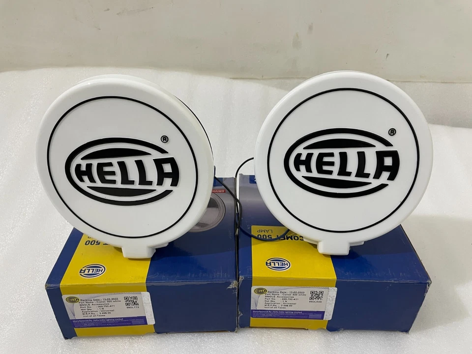 Pair Hella Comet 500 Driving Lamp White Spot Light With Cover Universal |Fit For - Image 2 of 4