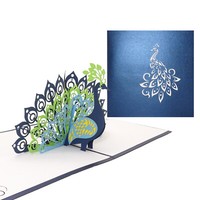 "Pop Up Karte \"Pfau – Pfauenfeder“ 3D Geburtstagskarte, Einladung, Hochzeitskarte"