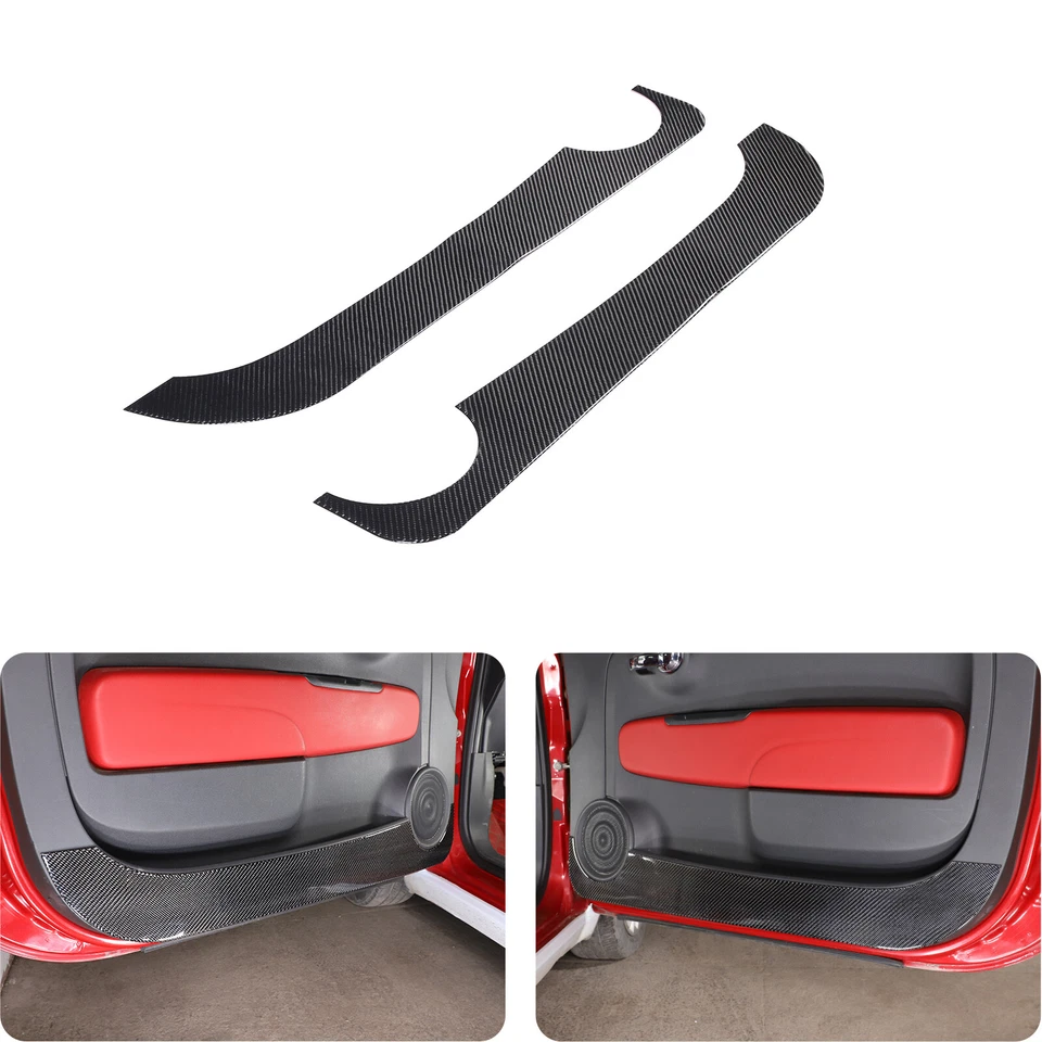Real Carbon Fiber Car Door Bottom Anti-Kick Panel Trim For Fiat 500 2011-2019 - Image 2 of 4
