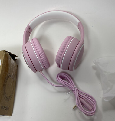 RORSOU R10 Over Ear/On-Ear Headphones with Microphone, Lightweight Folding  Pink