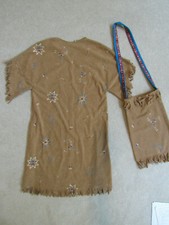 Native American Girls Child Dress Costume Halloween with Treat Bag Sz Sm / Med