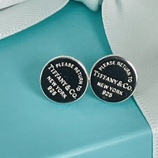 Return to Tiffany Mini Round Circle Tag Stud Earrings in Sterling Silver